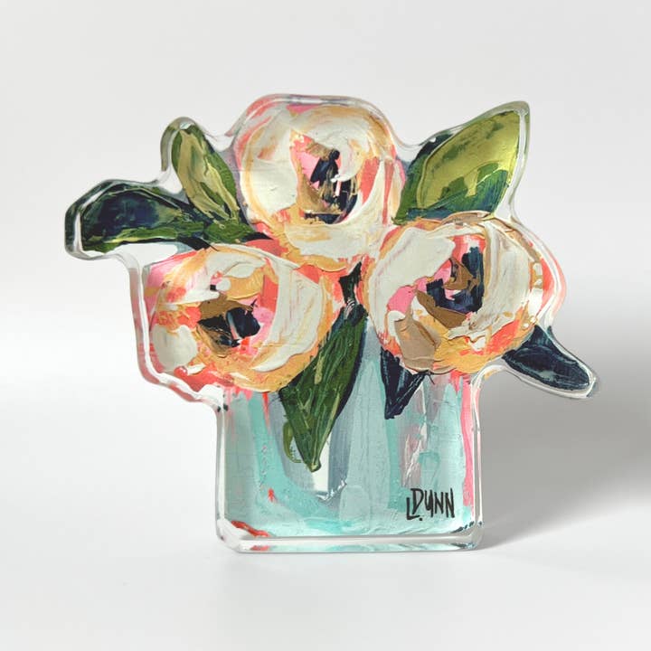 Pink and White Peonies Bloom Large Block