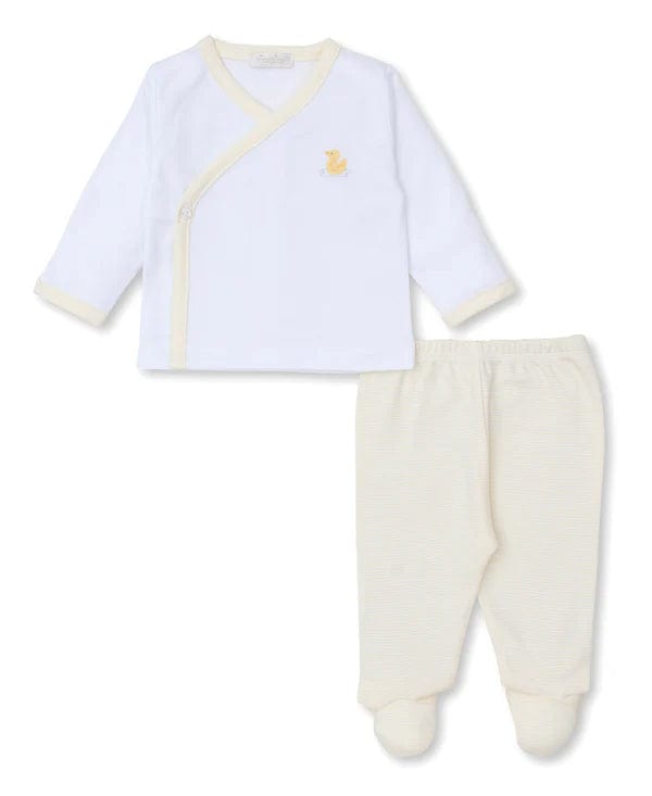Kissy Kissy Kissy Kissy Footed Pant Set with Hand Embroidered Premier Duckling, White/Yellow - Little Miss Muffin Children & Home