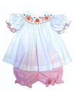 Pumpkin Smocked Pink Gingham Bishop Bloomer Set