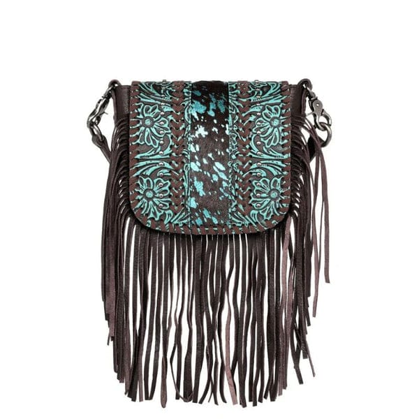 Montana West Coffee Genuine Leather Tooled Collection Fringe Crossbody - Little Miss Muffin Children & Home