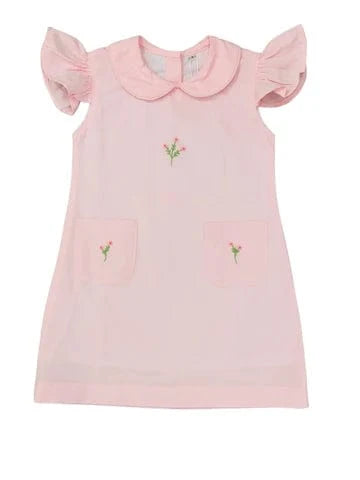 Lulu Bebe Lulu Bebe Ruby Flutter Sleeve Embroidered Dress with Pockets - Little Miss Muffin Children & Home