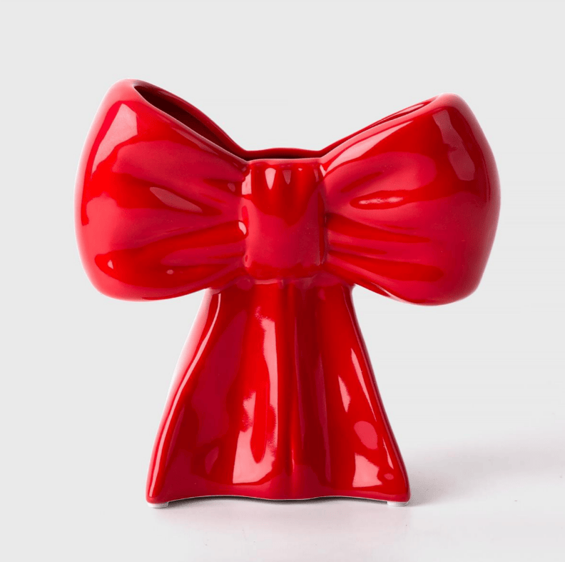 Red Bow Ceramic Vase