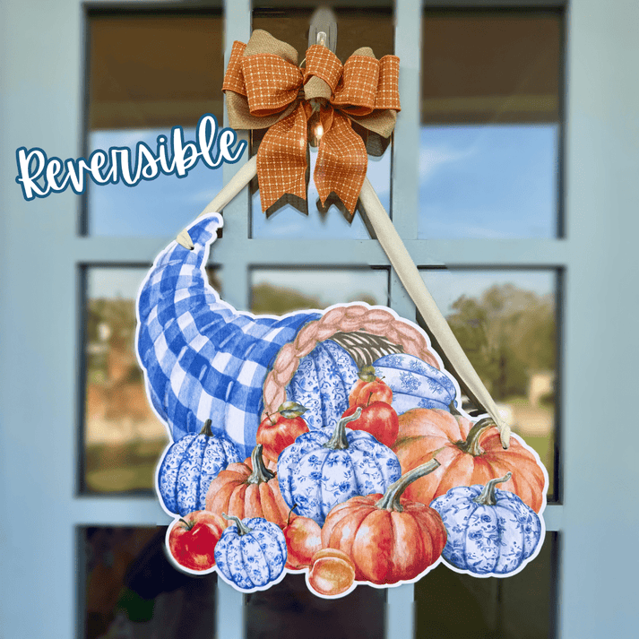 blue pumpkin door hanger