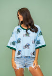 Bomb Designs Women's Oversized Scattered Tulane Crop Tee - Little Miss Muffin Children & Home