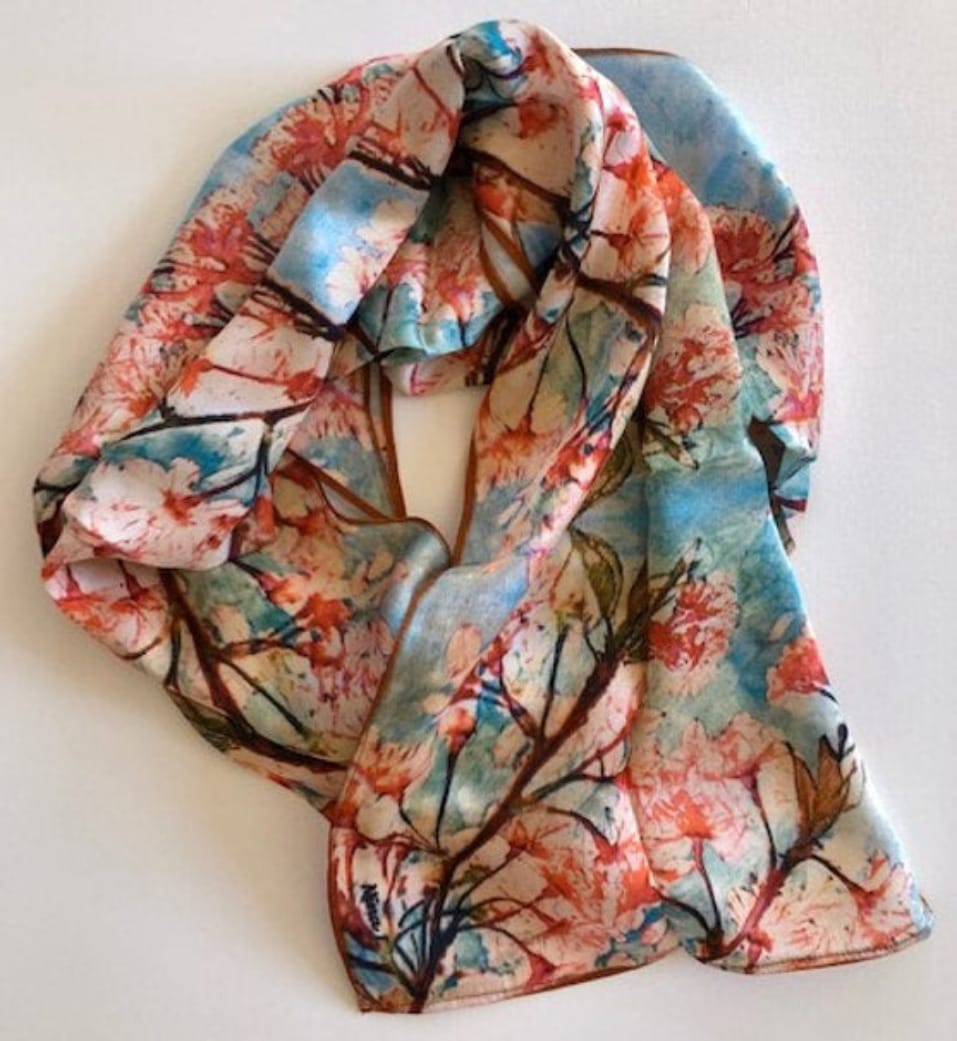 Nina J Cherry Blossoms Silk Scarf - Little Miss Muffin Children & Home