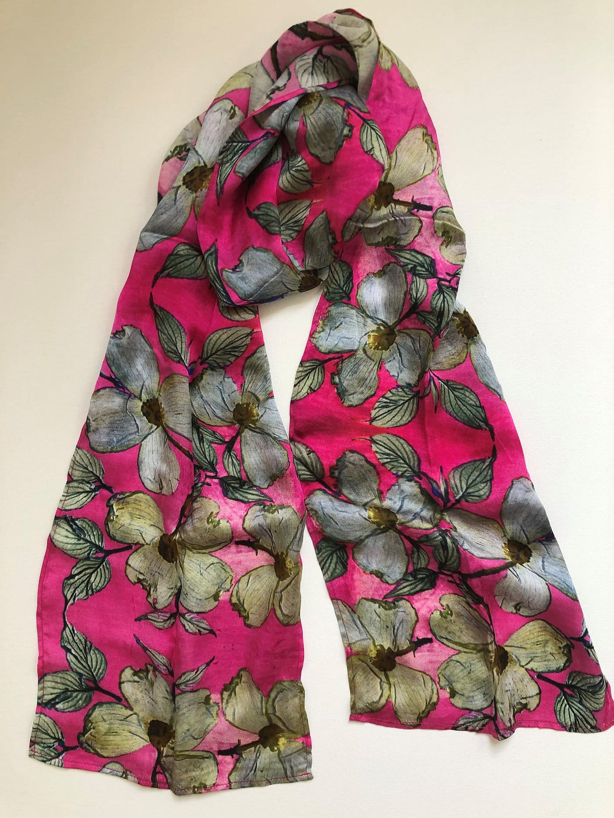 Nina J White Dogwood Silk Scarf - Little Miss Muffin Children & Home