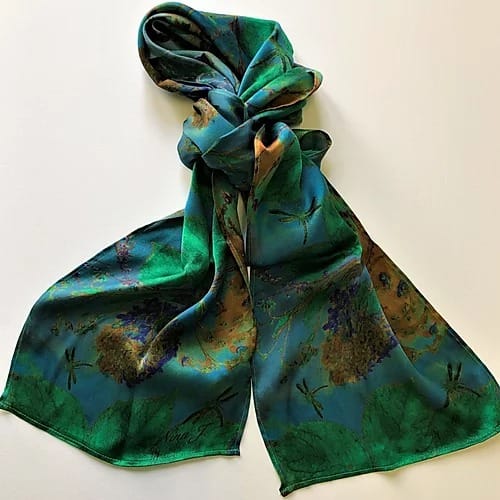 Nina J Peacock Hydrangea Silk Scarf - Little Miss Muffin Children & Home