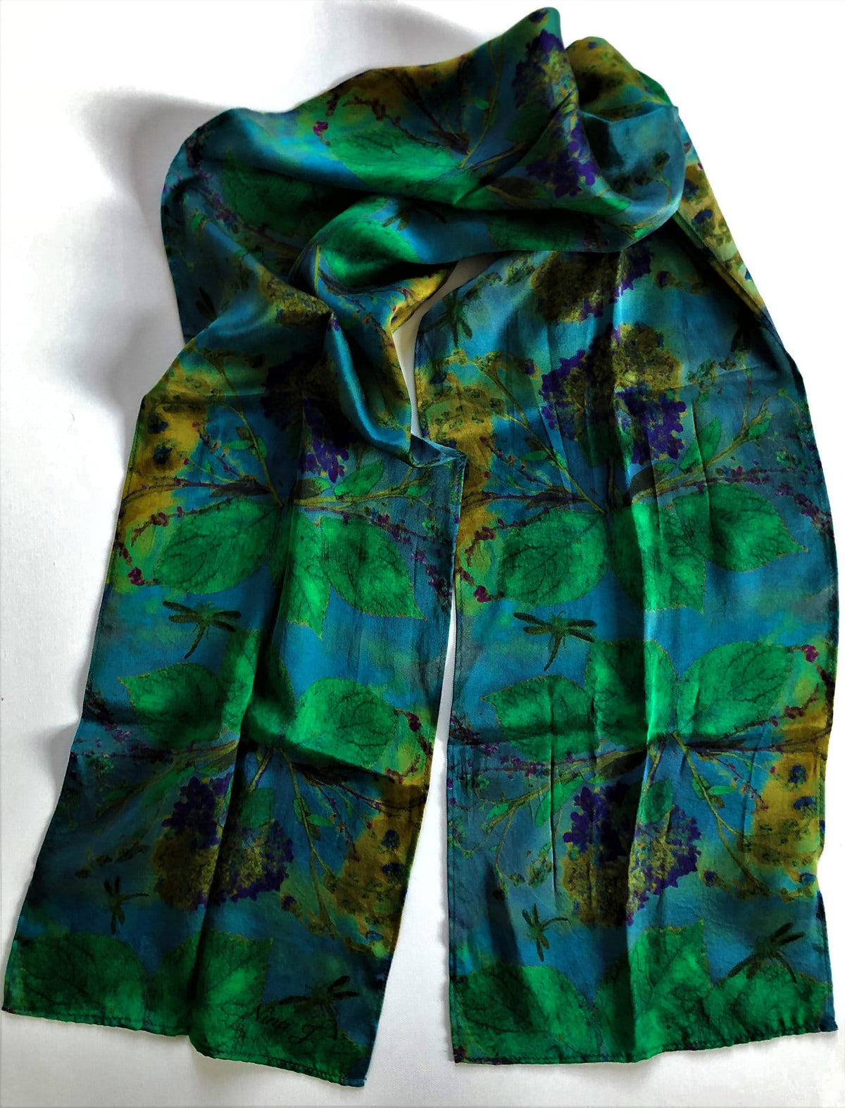 Nina J Peacock Hydrangea Silk Scarf - Little Miss Muffin Children & Home