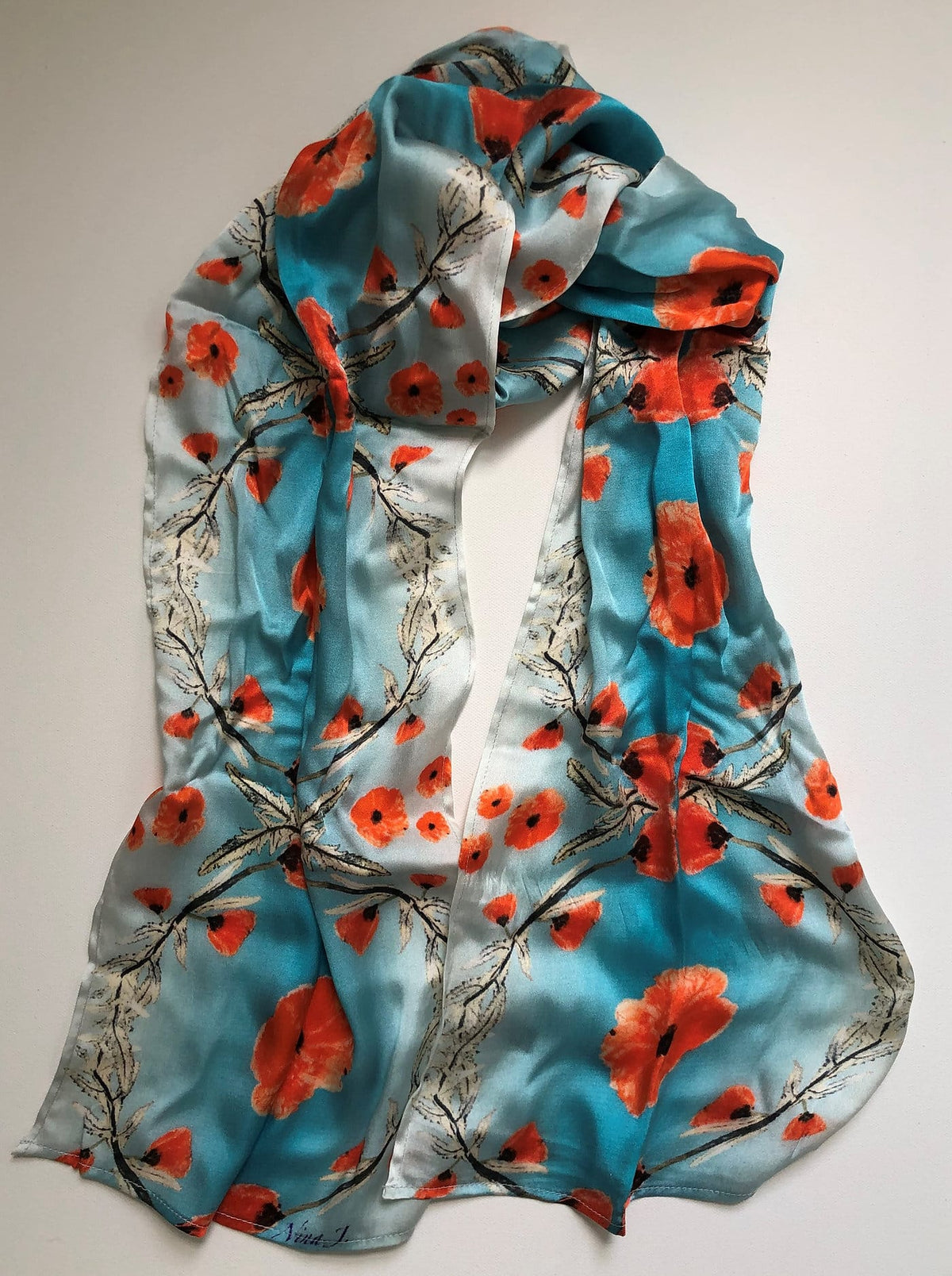 Nina J Poppies Silk Scarf - Little Miss Muffin Children & Home