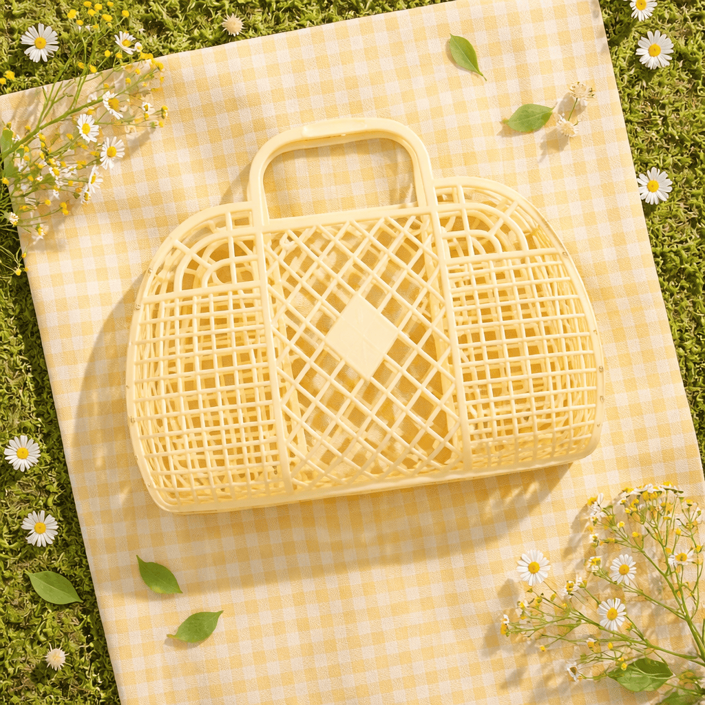 Sun Jellies Retro Basket Jelly Bag in Primrose Yellow - Little Miss Muffin Children & Home