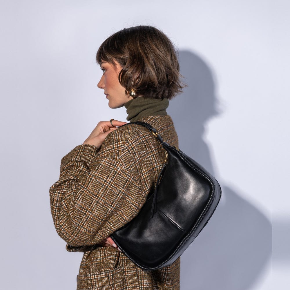 Hobo Large Mia Crescent Hobo Smooth Leather - Black - Little Miss Muffin Children & Home