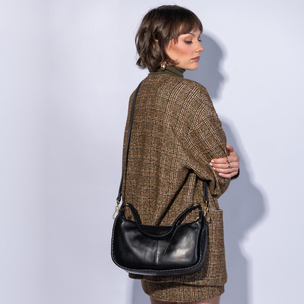 Hobo Large Mia Crescent Hobo Smooth Leather - Black - Little Miss Muffin Children & Home