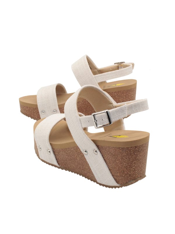 Volatile Volatile Summerlove Linen Strap Wedge Sandal in Bone Linen - Little Miss Muffin Children & Home