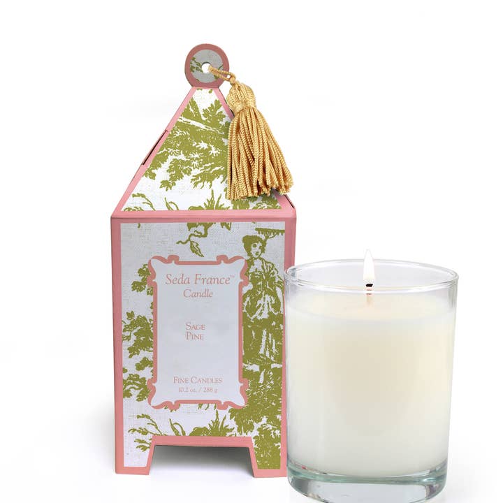 Sage Pine Classic Toile Pagoda Box Candle