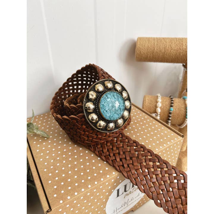 Saturn Brown Leather Belt