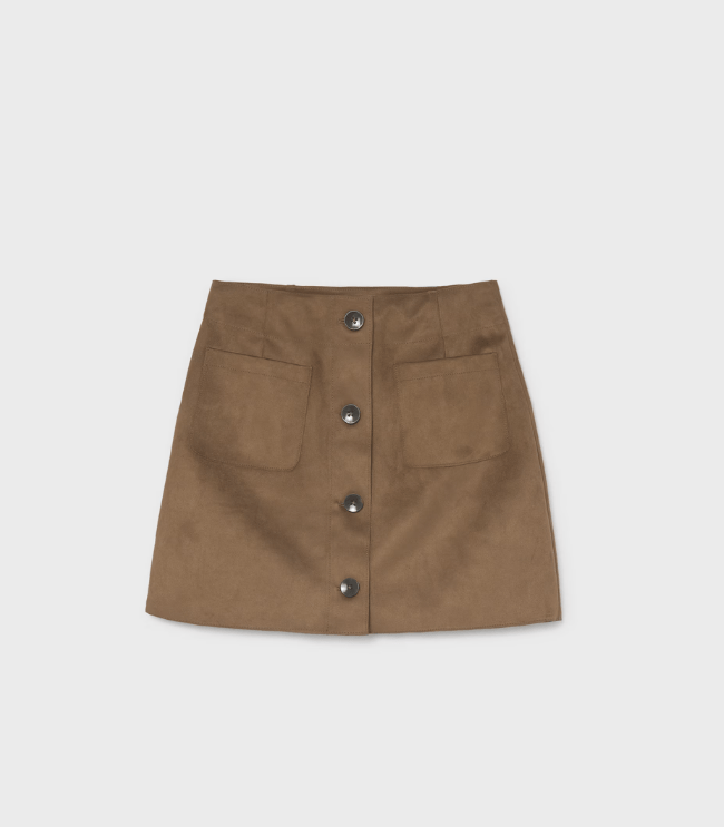 Mayoral Usa Inc Faux Suede Button Front Skirt with Patch Pockets - Little Miss Muffin Children & Home