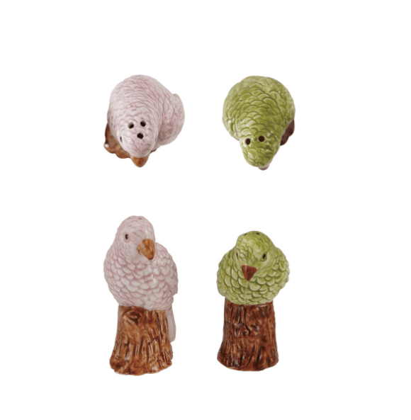 Creative Co-op Hand-Painted Stoneware Parrot Shaped Salt & Pepper Shakers - Little Miss Muffin Children & Home