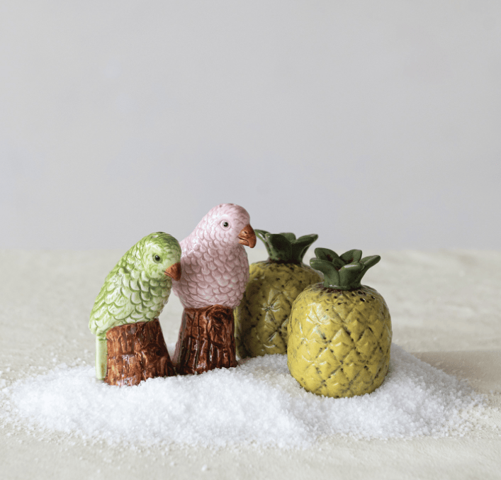 Creative Co-op Hand-Painted Stoneware Parrot Shaped Salt & Pepper Shakers - Little Miss Muffin Children & Home