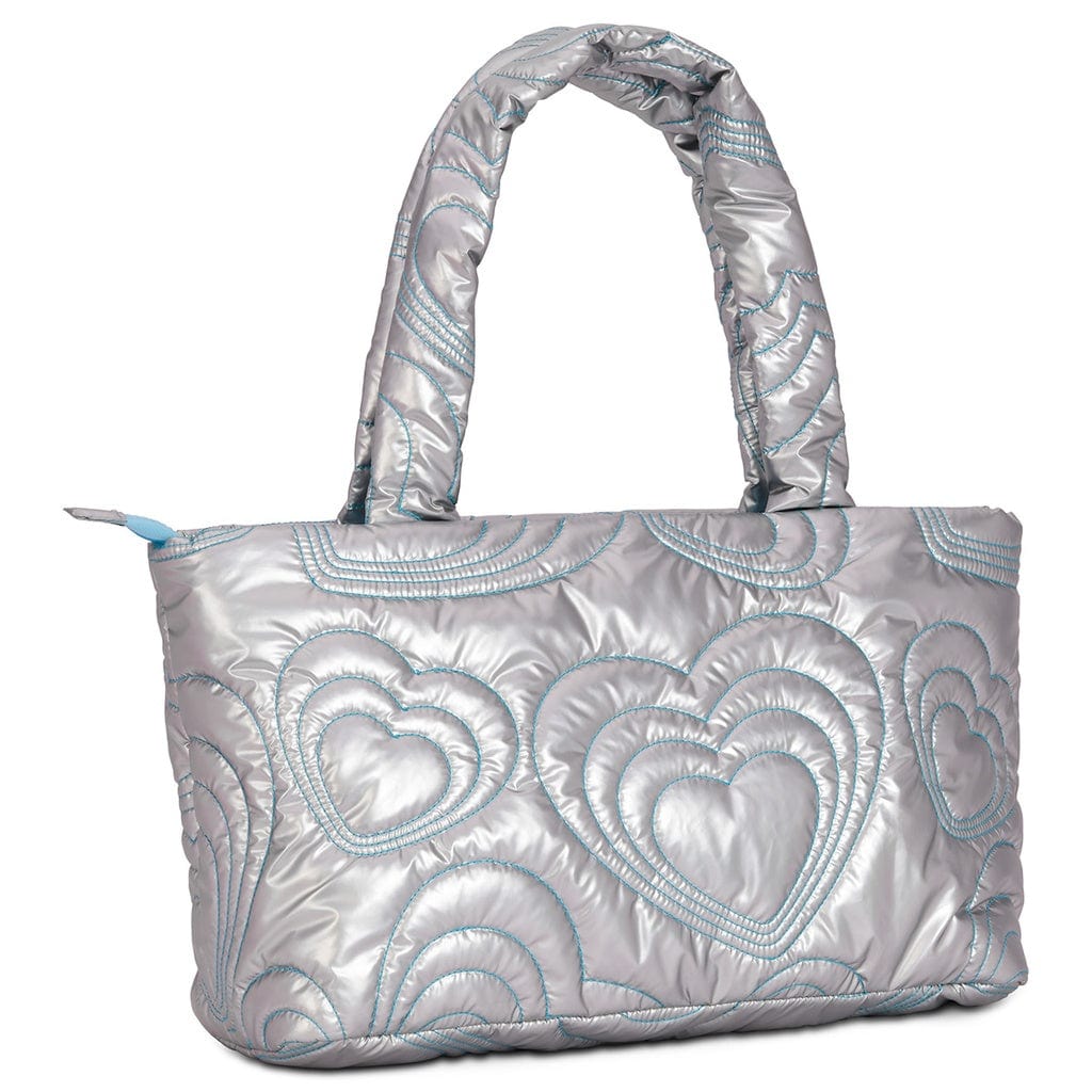 iScream iScream Silver Shining Heart Puffy Overnight Bag - Little Miss Muffin Children & Home