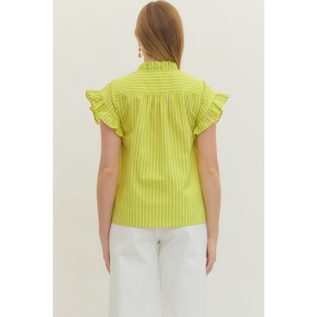 Style USA Lime Striped Short Sleeve Top - Little Miss Muffin Children & Home