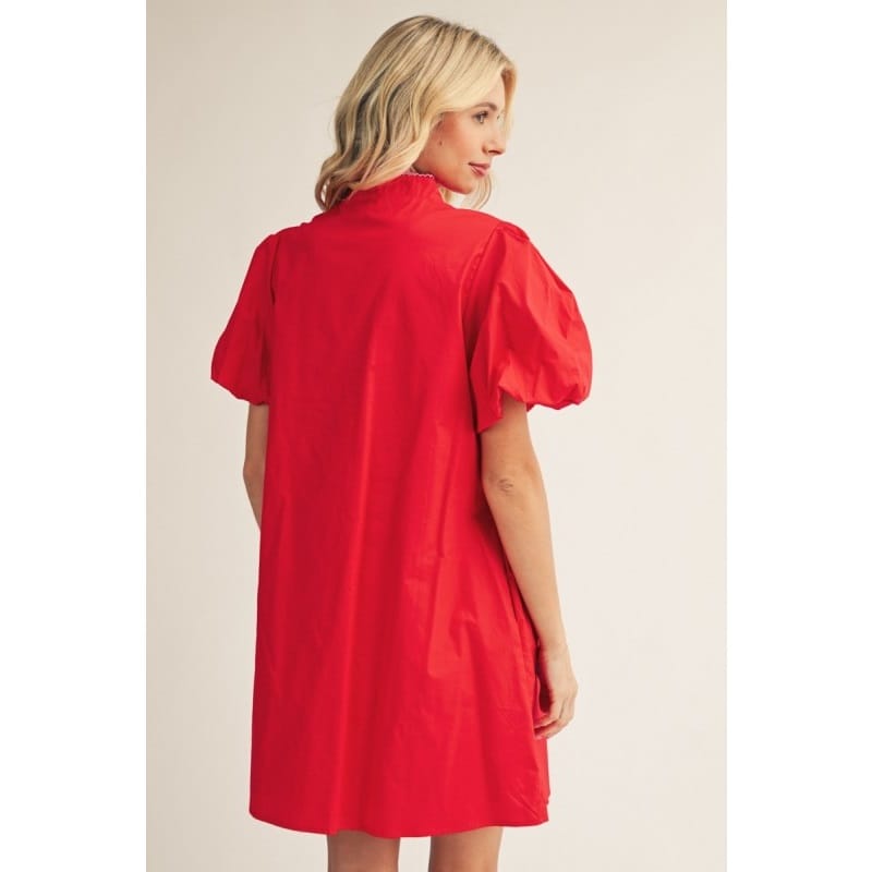 Style USA Pink Baroque Floral Applique Detail on Solid Red Shift Dress - Little Miss Muffin Children & Home