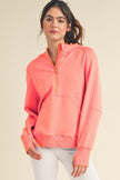Yelete Yelete Scuba Quarter-Zip Hoodie in Light Coral - Little Miss Muffin Children & Home
