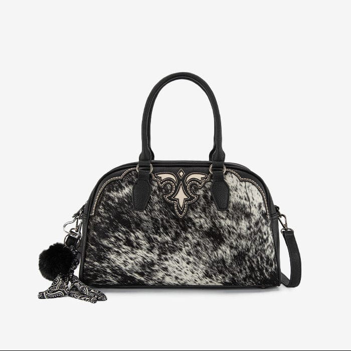 Montana West Black Genuine Cowhide Satchel/Crossbody - Little Miss Muffin Children & Home