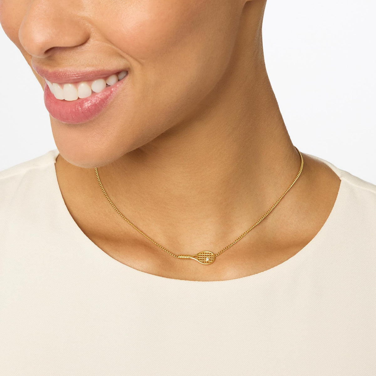 Julie Vos Tennis Racquet Delicate Necklace with Cubic Zirconia - Little Miss Muffin Children & Home
