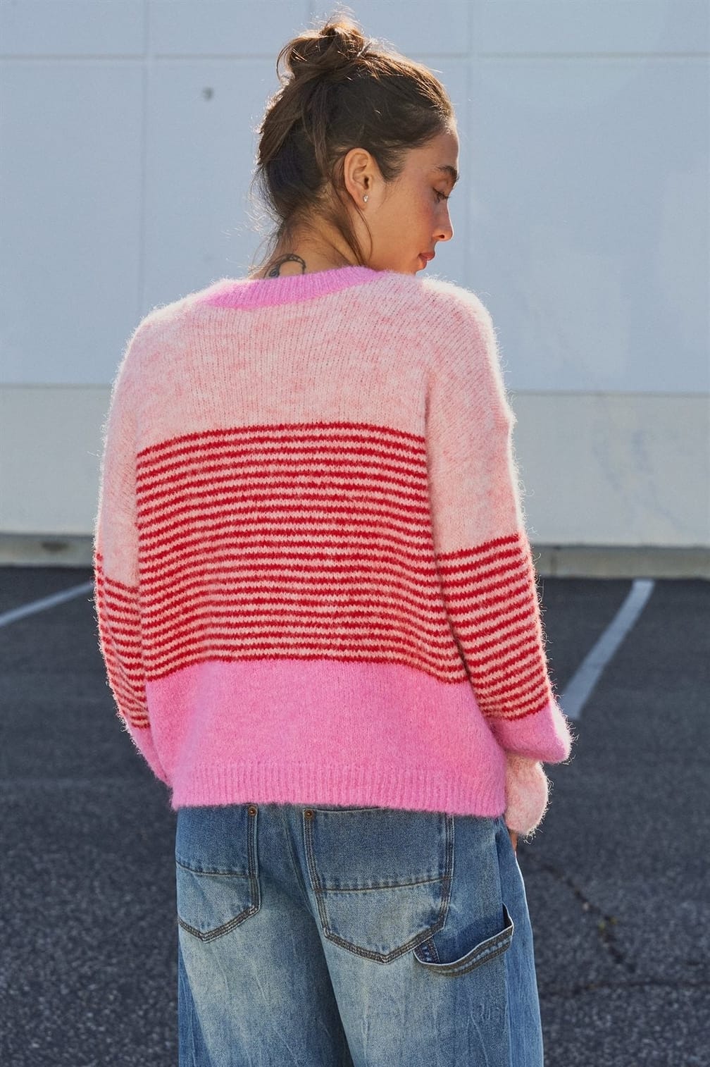 Urban Daizy Striped Fuzzy Knit Volume Sleeve Cardigan - Little Miss Muffin Children & Home