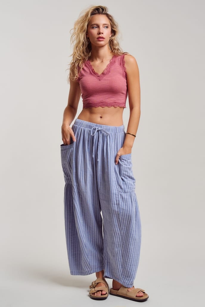 Urban Daizy Striped Cotton Drawstring Harem Pants, 2 Available Colors - Little Miss Muffin Children & Home