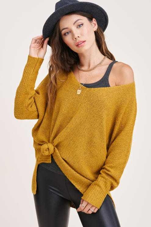 mustard yellow v neck sweater