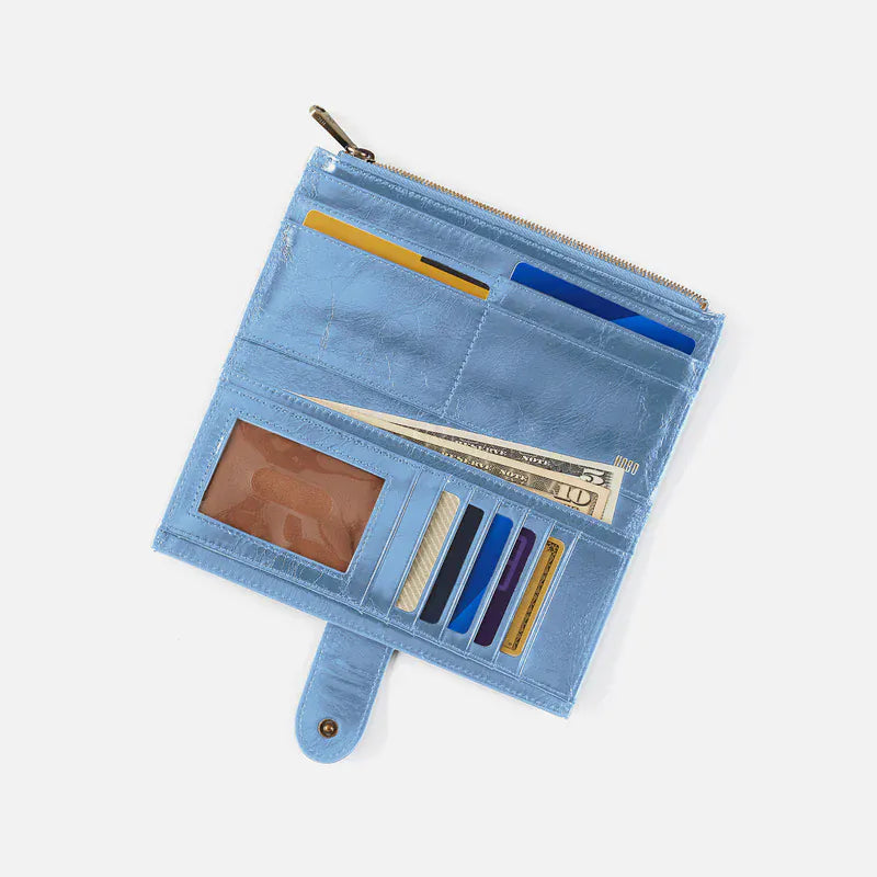 Hobo Dunn Continental Wallet in Polished Leather Faded Denim - Little Miss Muffin Children & Home