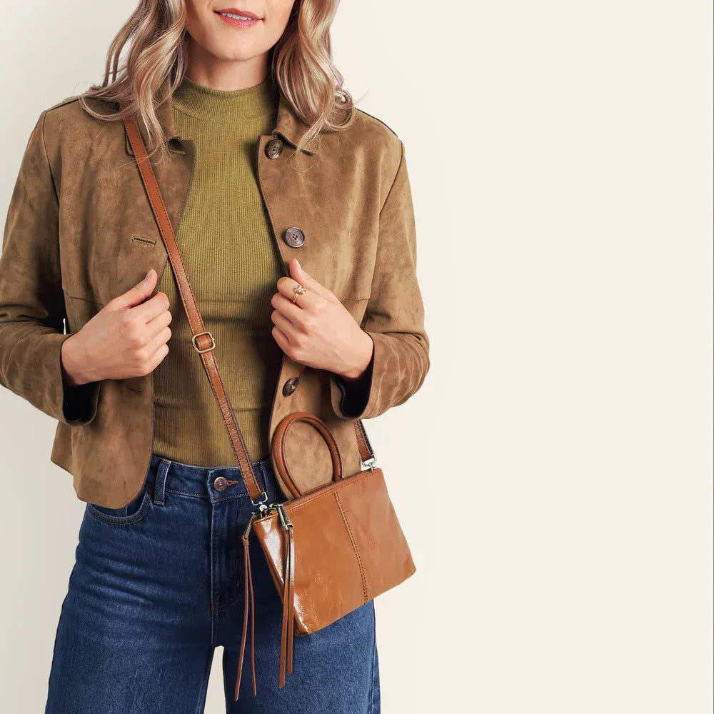 Hobo Sable Crossbody in Polished Leather - Truffle - Little Miss Muffin Children & Home