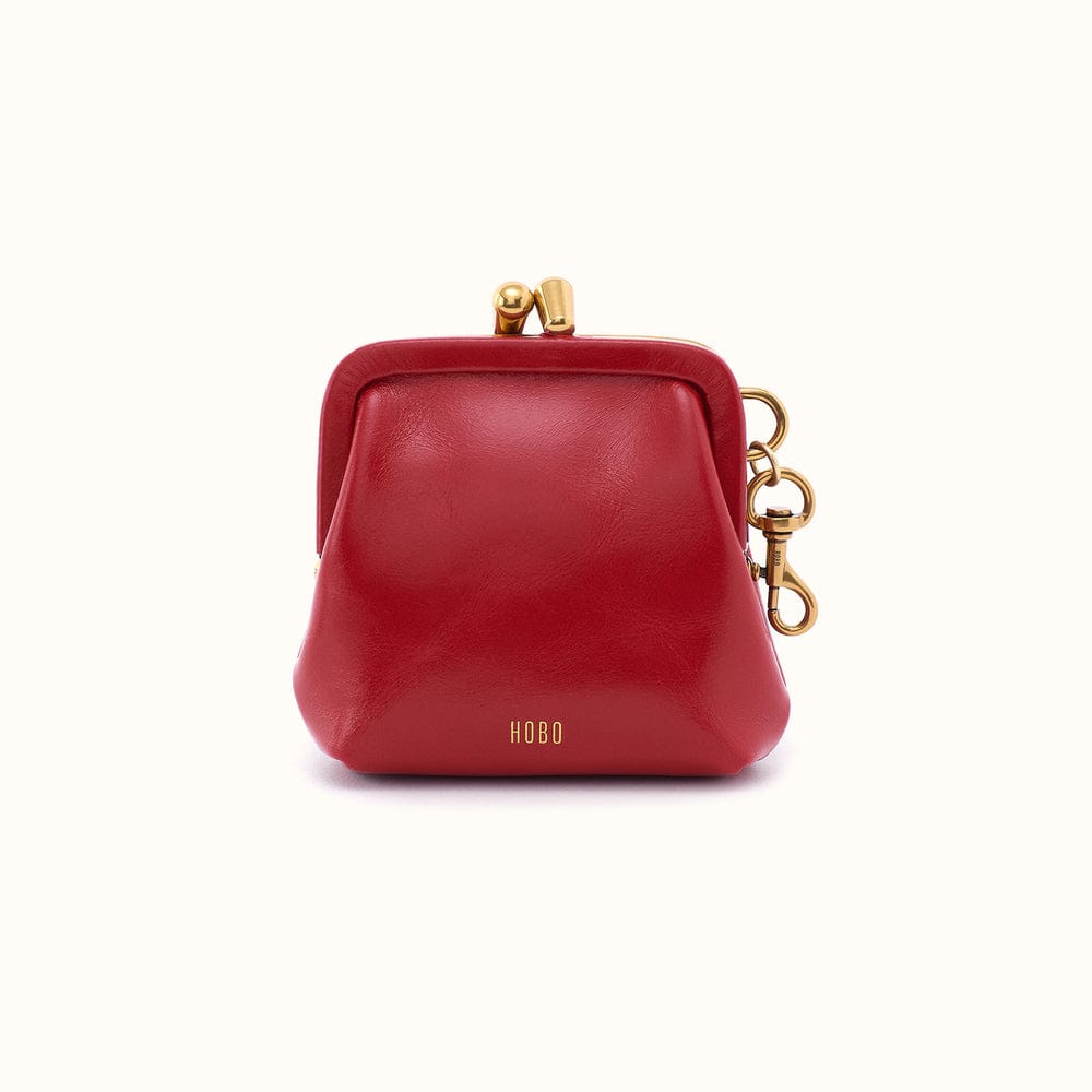 Hobo Alba Frame Clip Pouch in Polished Leather True Red - Little Miss Muffin Children & Home