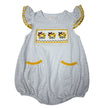Whimsy Bay Kids Gold & Purple Tiger Smocked Faye Flutter Bubble - Little Miss Muffin Children & Home