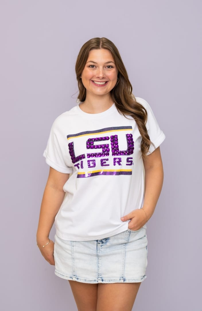 Bomb Designs Women's Sequin & Jewel Design LSU Tigers Cuff Sleeve - Little Miss Muffin Children & Home