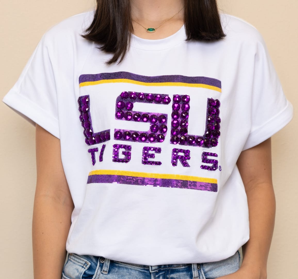Bomb Designs Women's Sequin & Jewel Design LSU Tigers Cuff Sleeve - Little Miss Muffin Children & Home