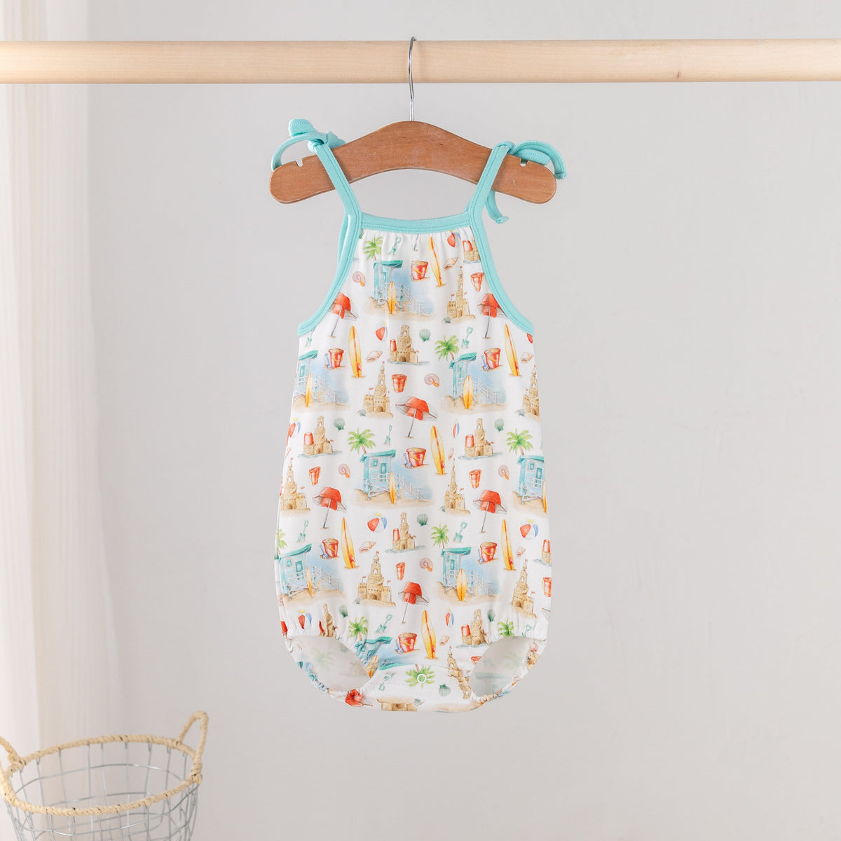 Nola Tawk Beach Day Organic Cotton Shoulder-Tie Onesie - Little Miss Muffin Children & Home