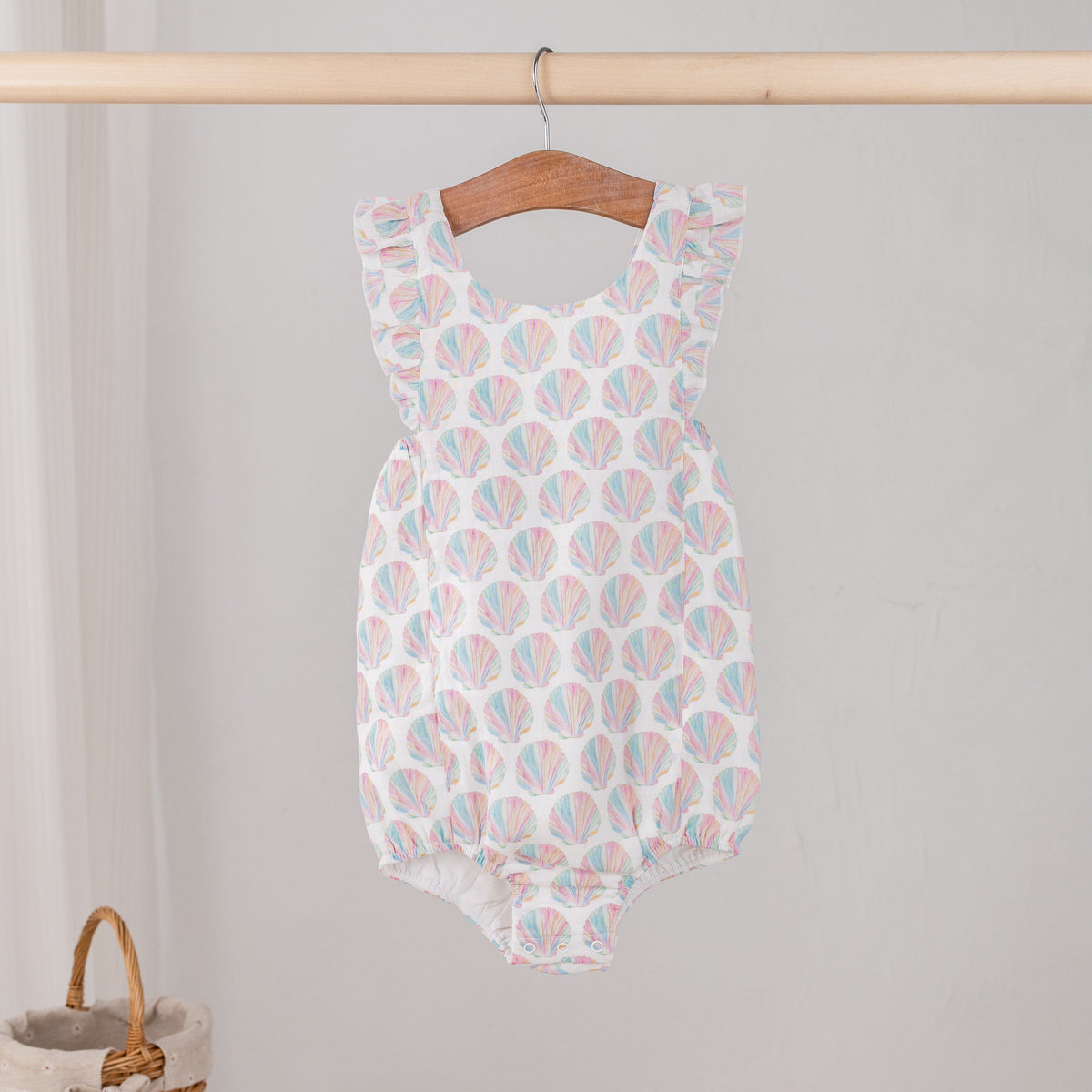 Nola Tawk Shell Yeah! Organic Muslin Bubble Romper - Little Miss Muffin Children & Home