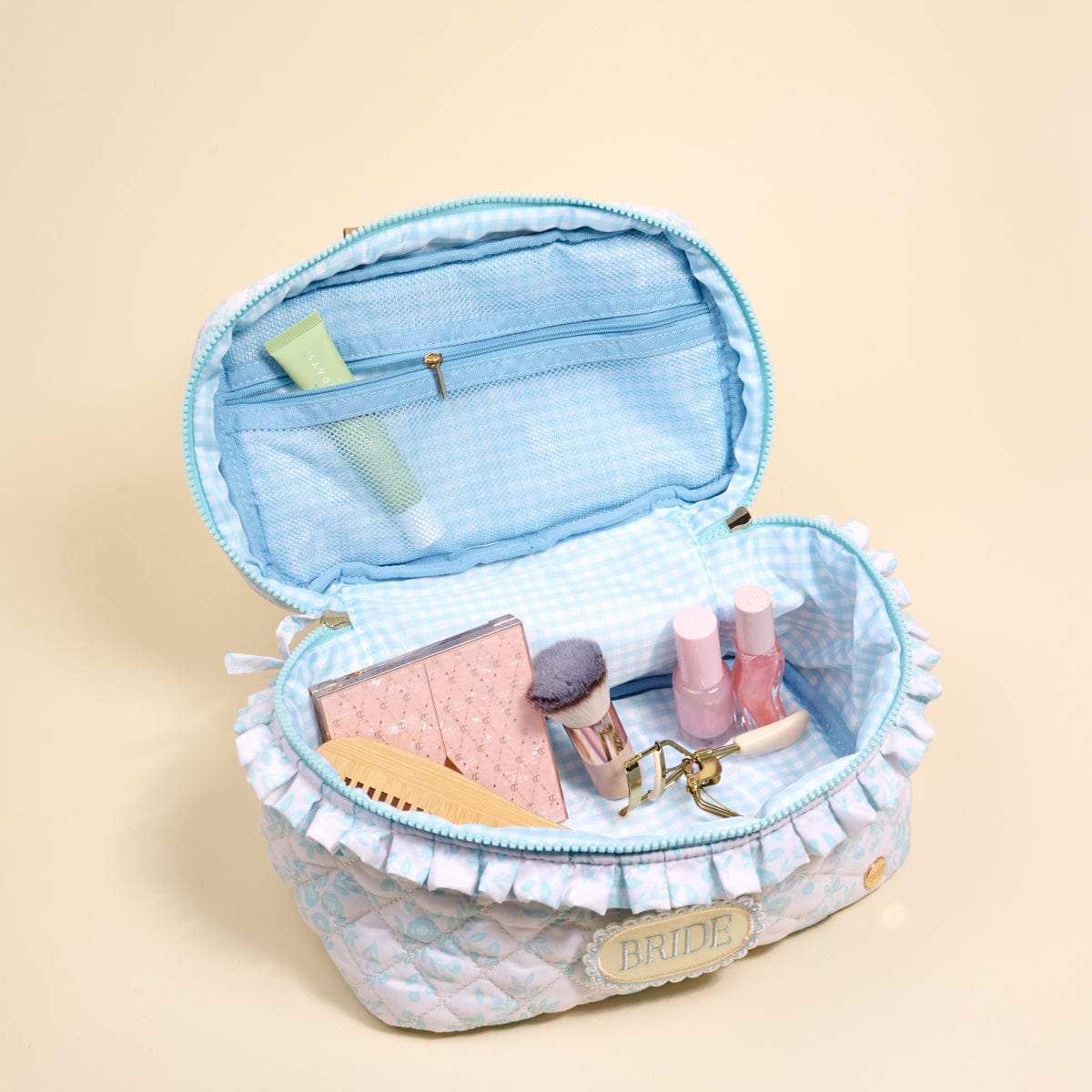 The Darling Effect Bride Something Blue Glam & Go Quilted Cosmetic Bag - Little Miss Muffin Children & Home