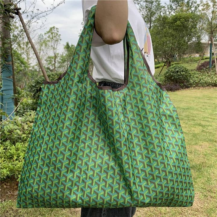 geometric print large handbag