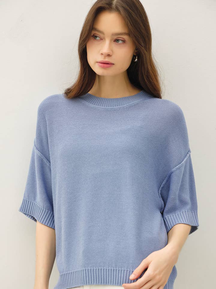 Be Cool Oversize Cut Sweater Top with Raw Edge - Little Miss Muffin Children & Home