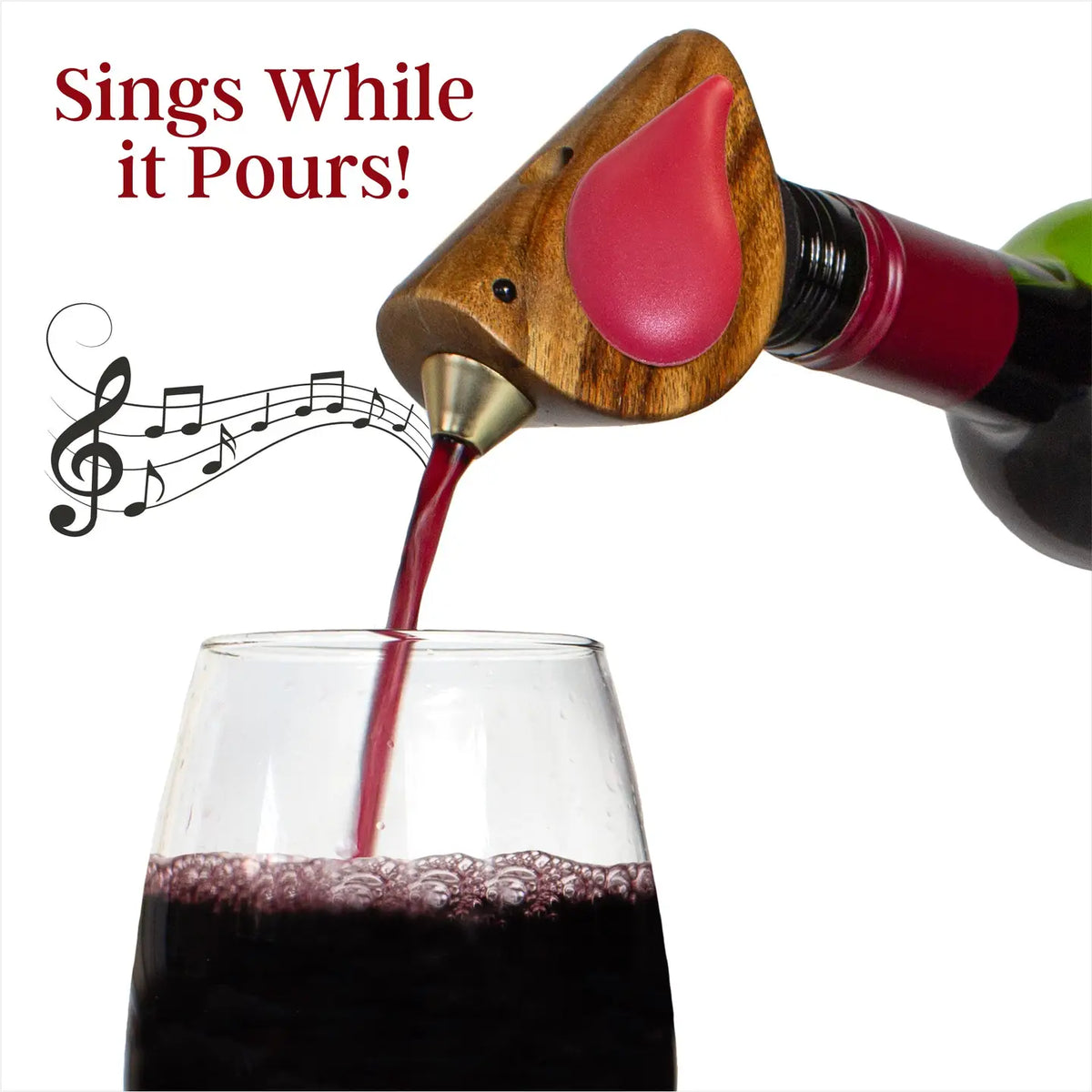 Totally Bamboo Songbird Specialties® Red "Singing" Wine Bottle Pourer - Little Miss Muffin Children & Home