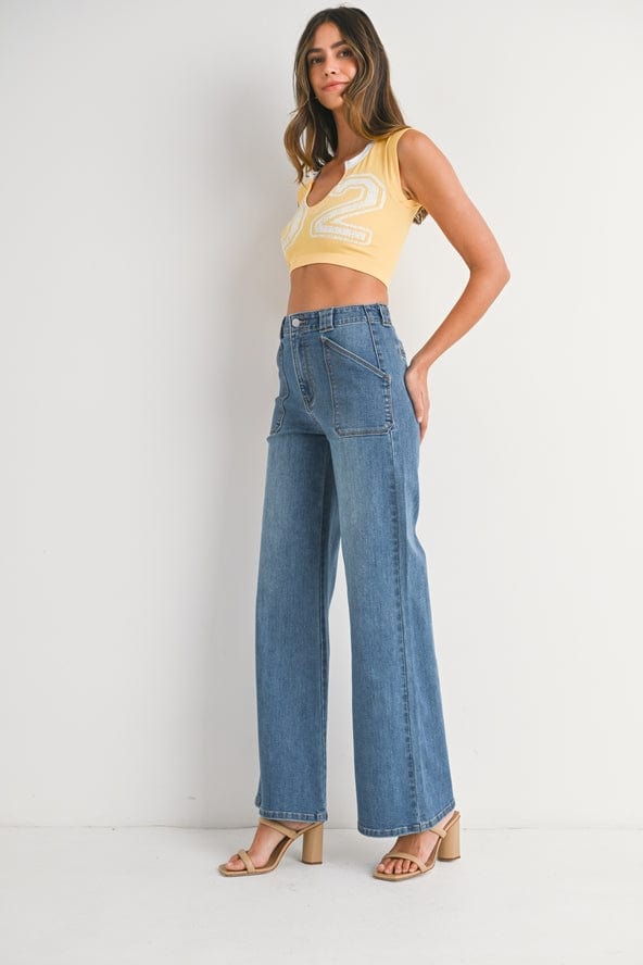 Just Black Patch Pocket Wide Leg Flare Jeans - Little Miss Muffin Children & Home