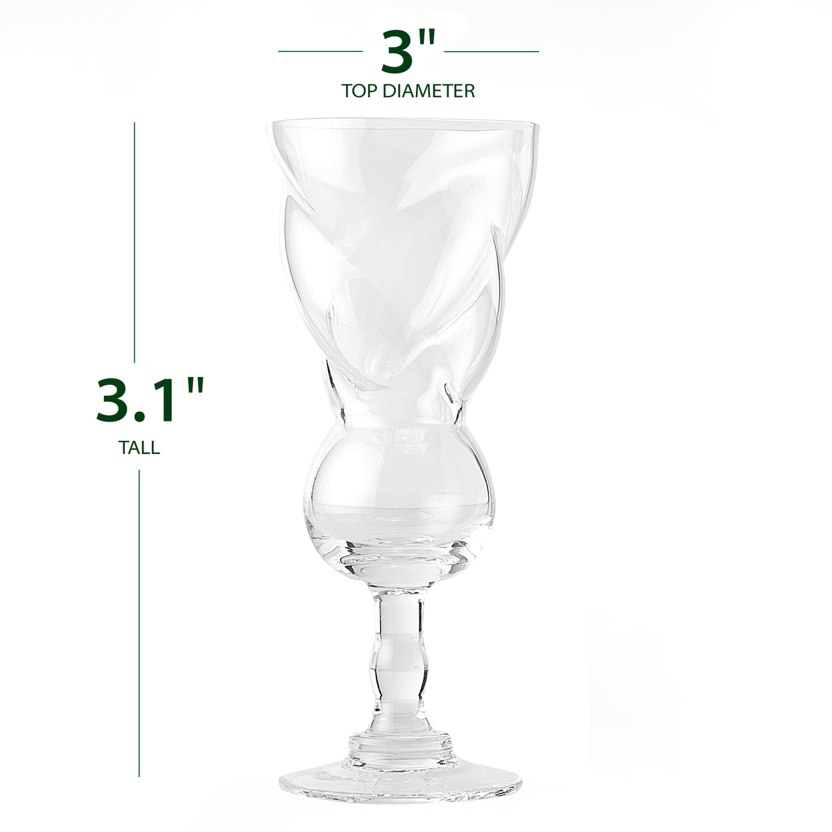 Absinthe glass with unique tulip shape by The Wine Savant