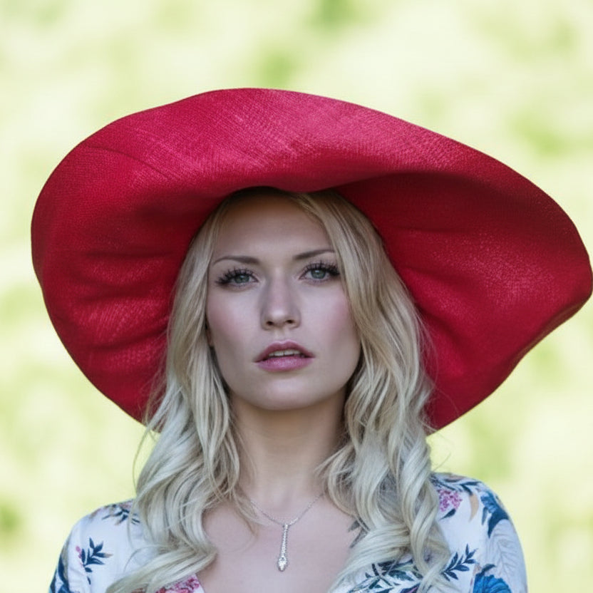 Shebobo Red 5" Wide Brim Solid Color Packable Straw Sun Hat - Little Miss Muffin Children & Home