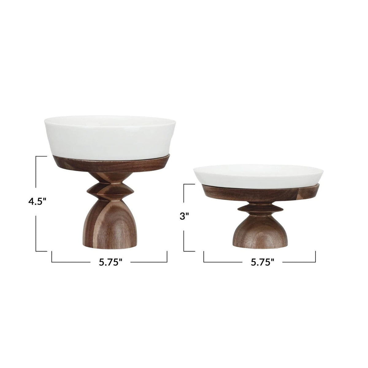 Bloomingville Bloomingville Stoneware Serving Dish on Acacia Wood Pedestal - Little Miss Muffin Children & Home