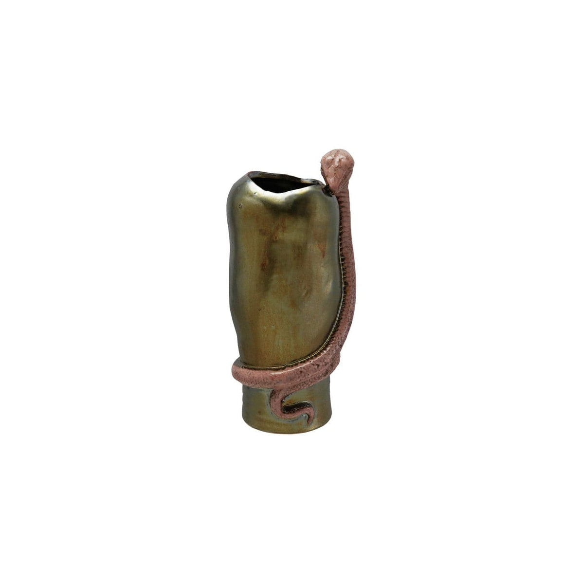 Bloomingville Metallic Finish Stoneware Vase with Pink 3D Snake (Each One Will Vary) - Little Miss Muffin Children & Home