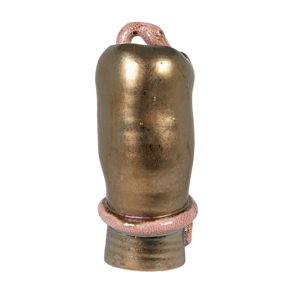 Bloomingville Metallic Finish Stoneware Vase with Pink 3D Snake (Each One Will Vary) - Little Miss Muffin Children & Home