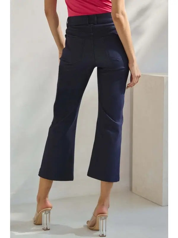 Yelete Straight Leg Cropped Pants in Navy - Little Miss Muffin Children & Home
